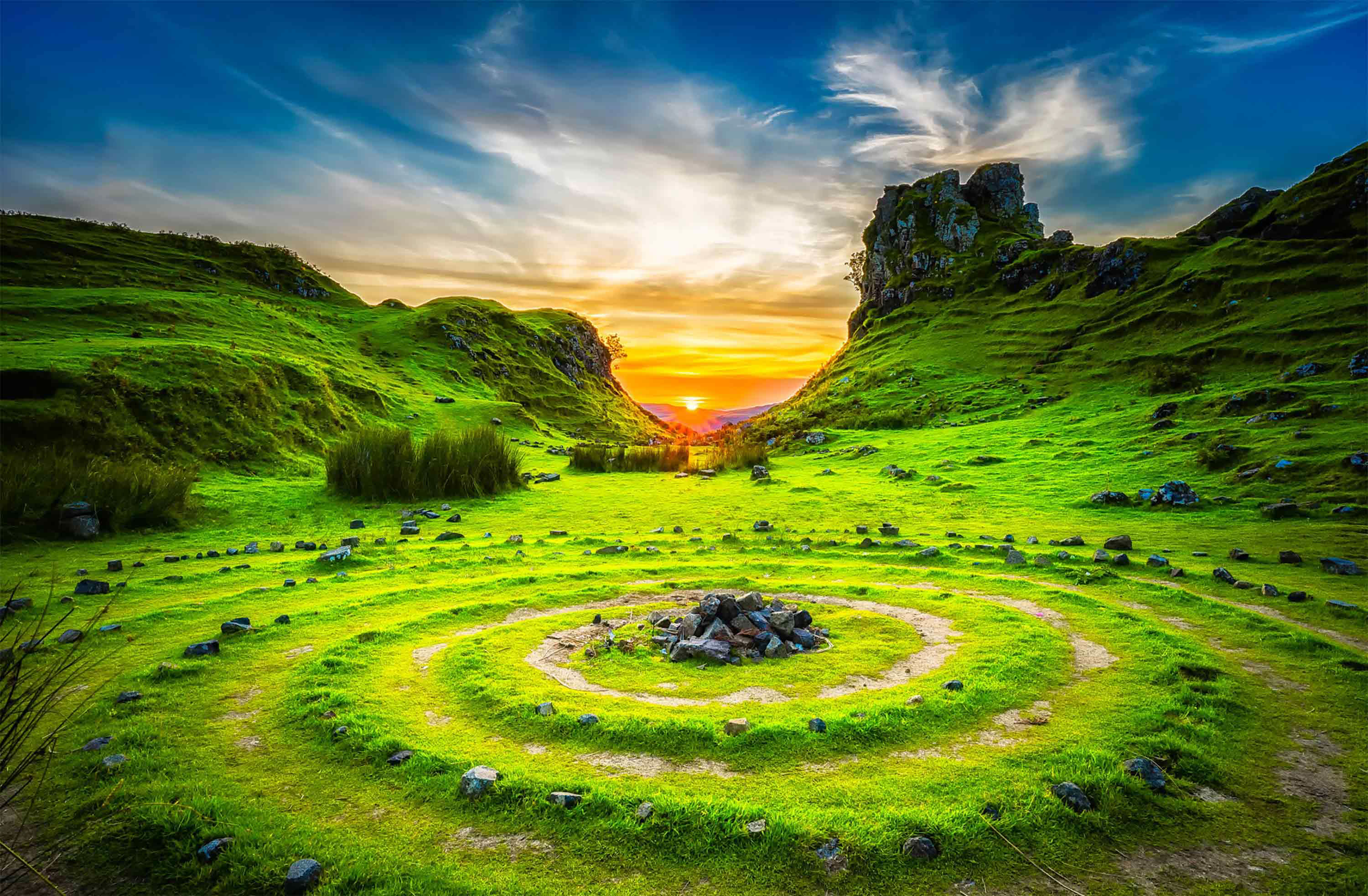 The Fairy Glen on the Isle of Skye offers stunning views and is a short drive from Fladda Chuain